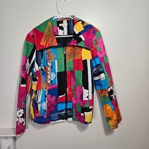 ERIN London Women's Patchwork Multicolor Zipper Front Jacket Size L